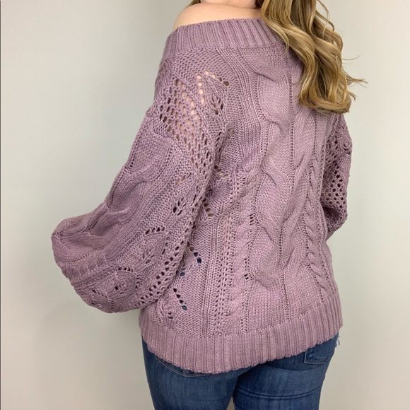Cuddle Season Off The Shoulder Cable Knit Sweater - Picture 4 of 8